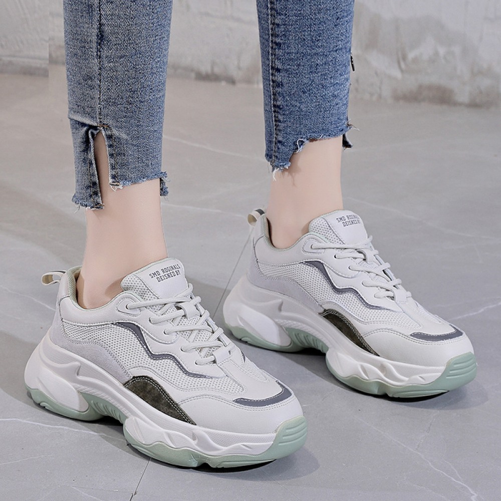 Women's Spring New Trendy Thick Bottom Color Matching Sports Casual Shoes