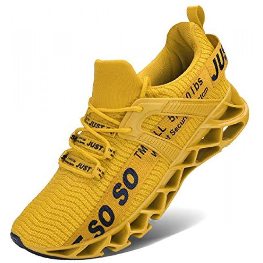 Men's Runing Shoes Walking Non Slip Blade Type Sneakers Yellow
