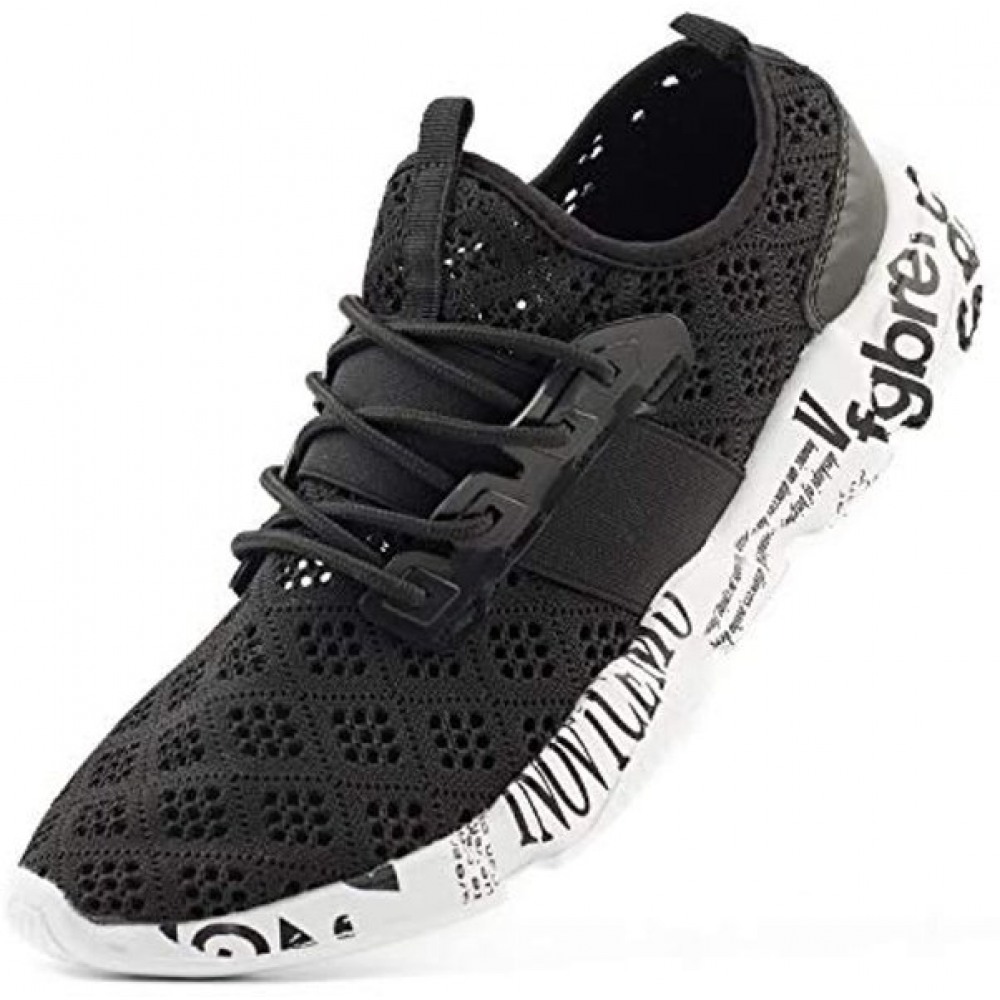 Men's Lightweight Breathable Mesh Street Sport Walking Shoes Casual Sneakers Black