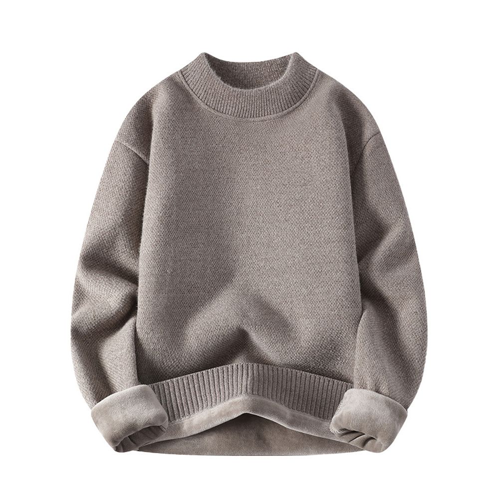 Men's Turtleneck Sweater Fleece-lined Thickened Solid Color Warm Knitted Base Layer